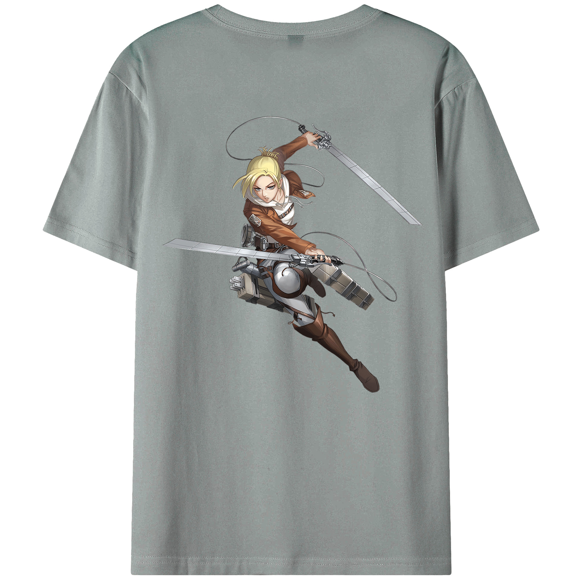 （画像用） 進撃の巨人 アニ・レオンハート Attack on Titan Annie Leonhart 綿100％ メンズ半袖Tシャツ（バックプリント） 通気性